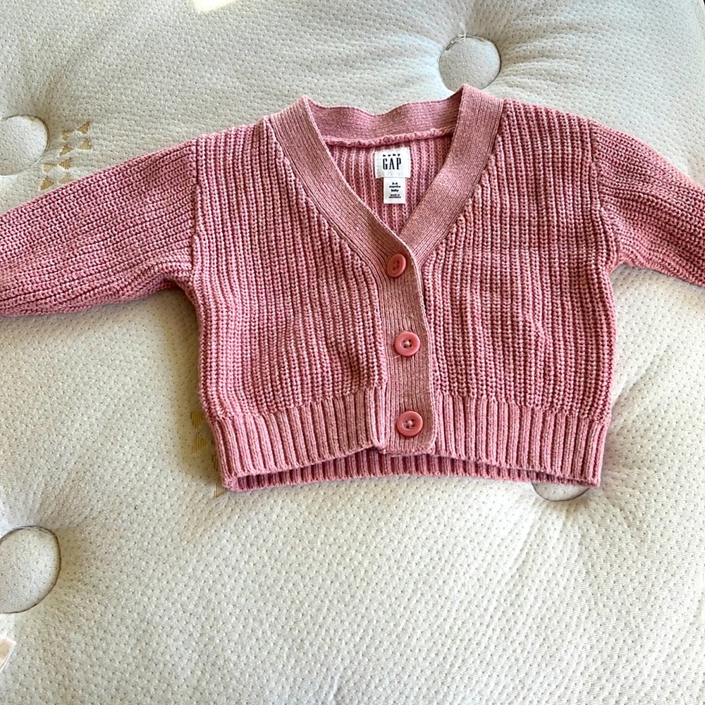 Baby Gap girls pink cardigan sweater 3-6 months